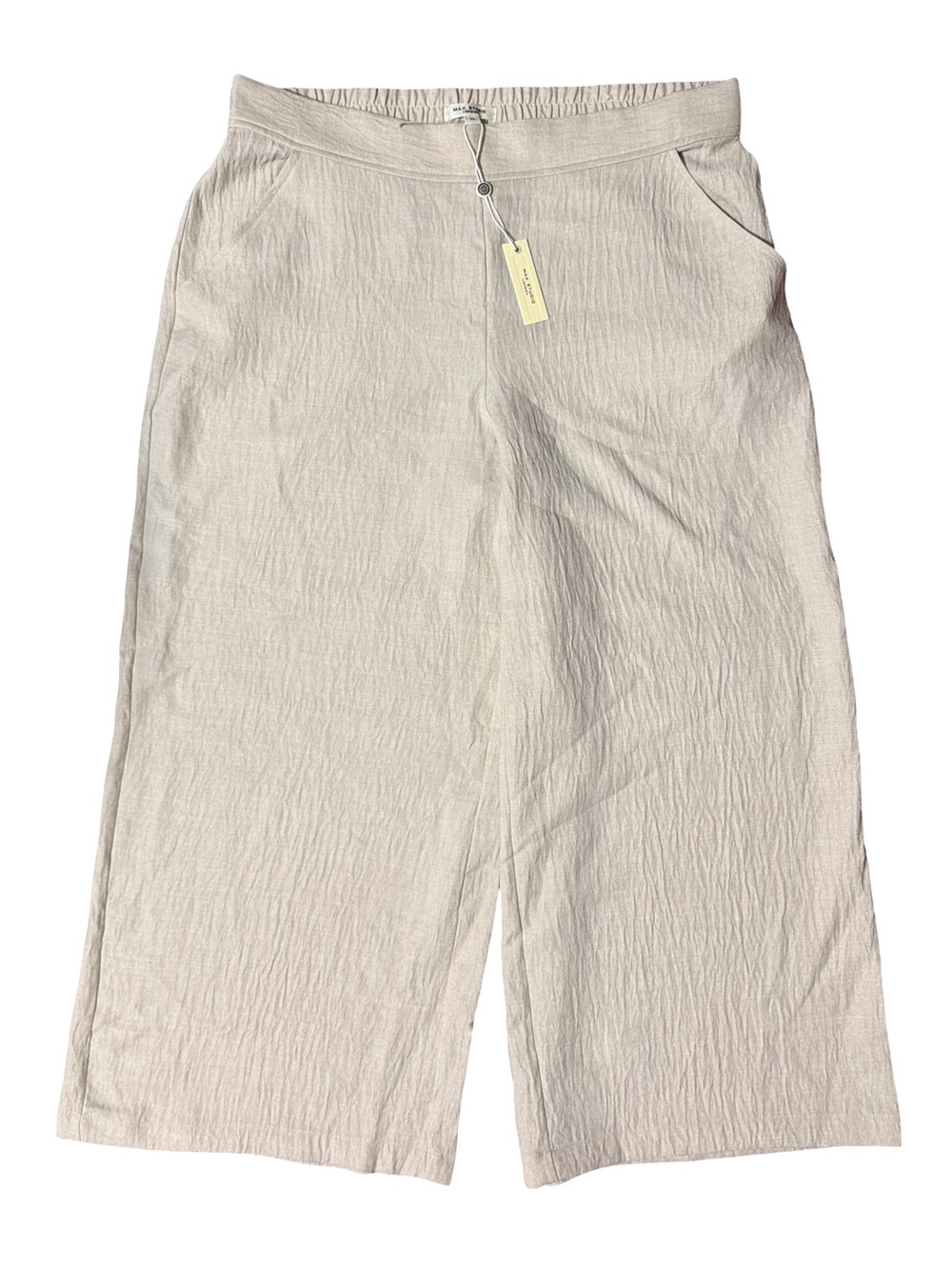 Max Studio Wide-Leg Crop Pants in Light Beige